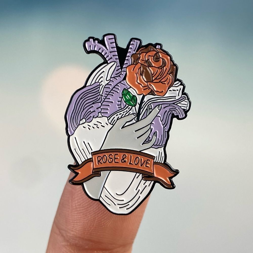Heart of Rose & Love Enamel Pin/ Brooch Lapel
